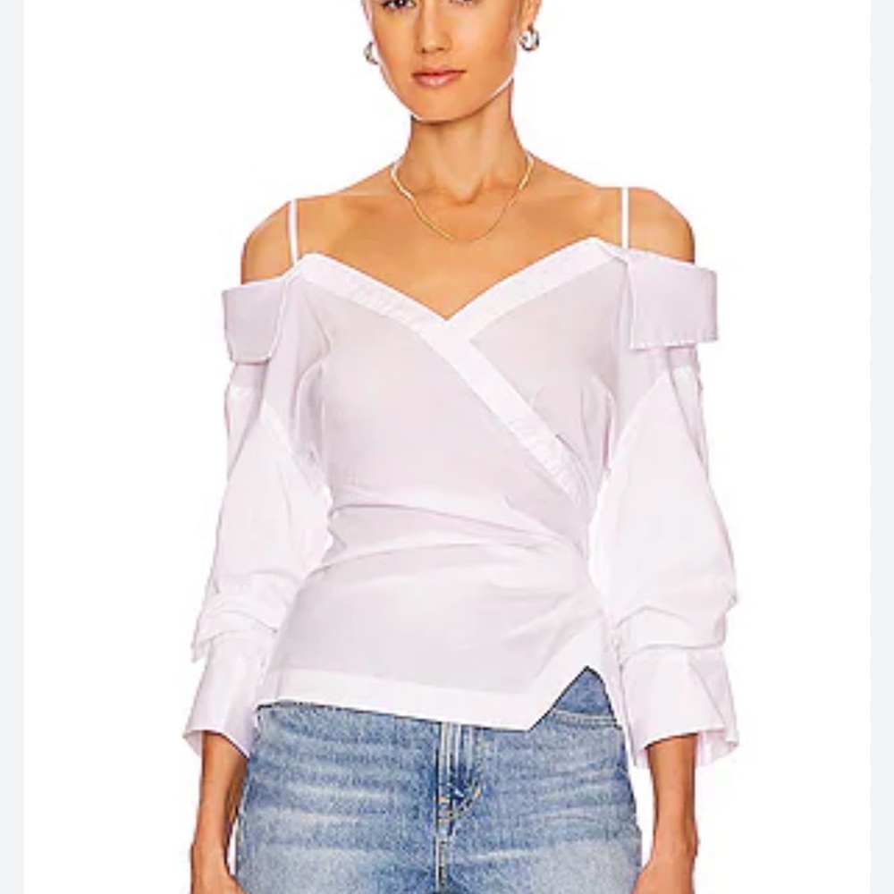 Jonathan Simkhai White Off-Shoulder Blouse